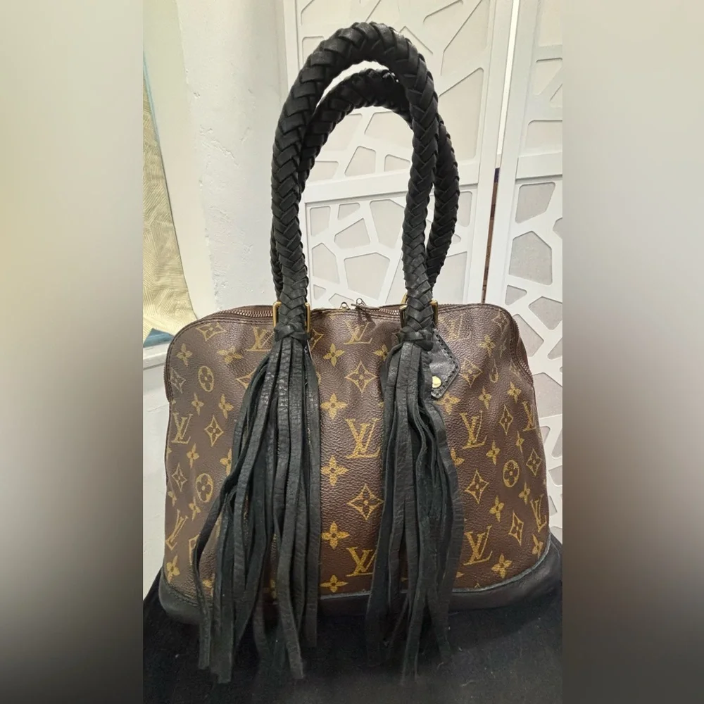 Designer Monogram Satchel - Custom Boho Handles & Fringe | Rare Piece